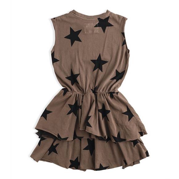 NEW NUNUNU layered star dress in earth brown - Picture 2 of 2